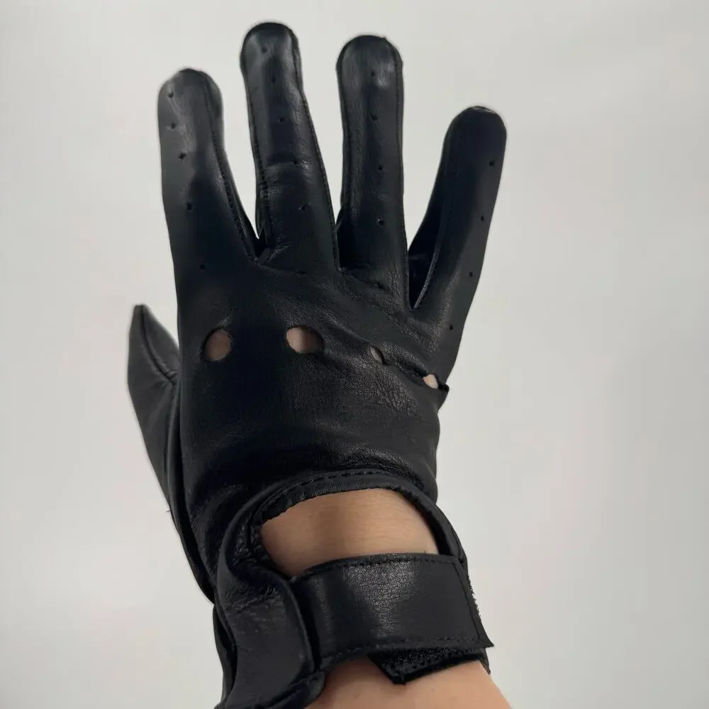 NWT Milwaukee Leather Black Perforated Leather Motorcycle Hand Gloves